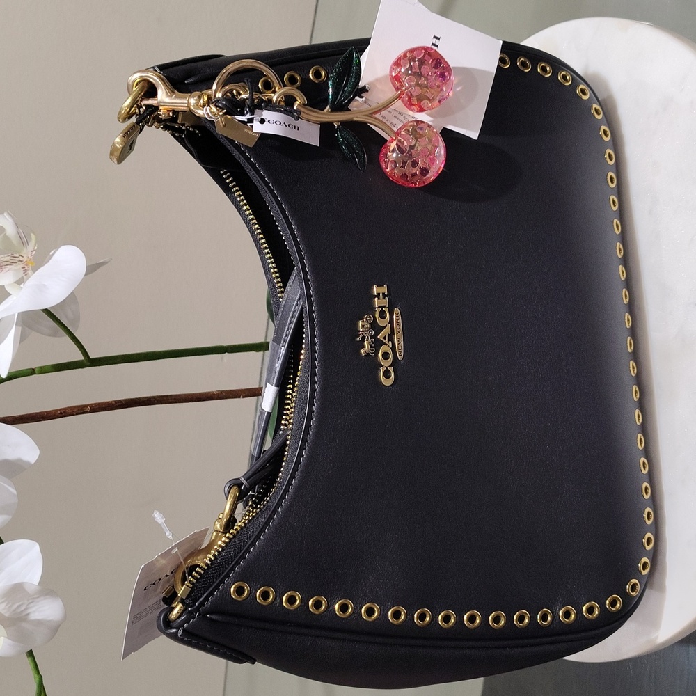 NWT! Coach Teri Hobo in Gold/Black #CY645 - Picture 3 of 6